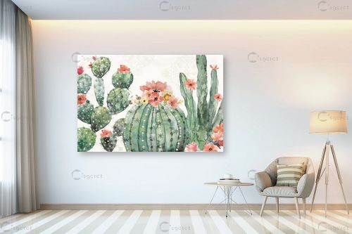 גינת קקטוסים בצבעי מים – Dina June | תמונה לקיר בסגנון מודרני