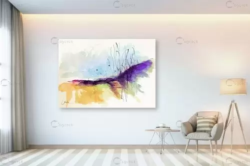 מרחבי החופש - איש גורדון - תמונות לסלון רגוע ונעים אבסטרקט בצבעי מים  - מק''ט: 394349