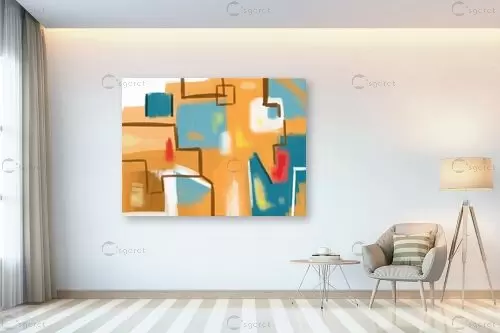המבוך - כבי צישינסקי - תמונות צבעוניות לסלון מופשט גיאומטרי קווים  - מק''ט: 445405