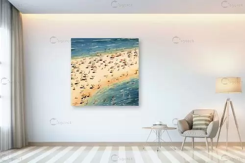 מבט של ציפור על חוף הים 2 - שירי שילה - תמונות לסלון רגוע ונעים אנשים ודמויות עם בינה מלאכותית  - מק''ט: 454668
