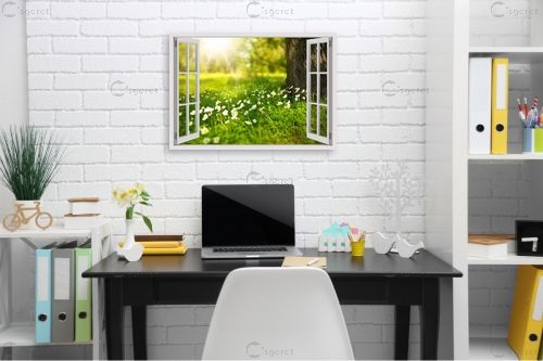 שדה חלומות מבעד חלון – Artpicked Windows | תמונה לקיר בסגנון כפרי