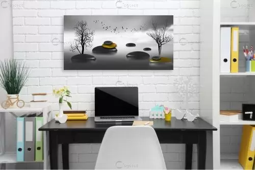 חלוקי נחל נורדי  מוזהב – Artpicked | תמונה לקיר בסגנון מינימליסטי