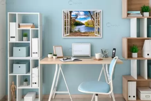 נהר ועצים מבעד חלון – Artpicked Windows | תמונה לקיר בסגנון כפרי