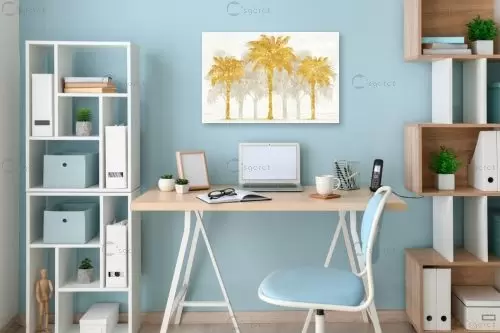 דקלים בזהב – Sue Schlabach | תמונה לקיר בסגנון מודרני