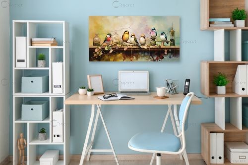 ציפורים במטבח – יובל אמיר | תמונה לקיר בסגנון מודרני