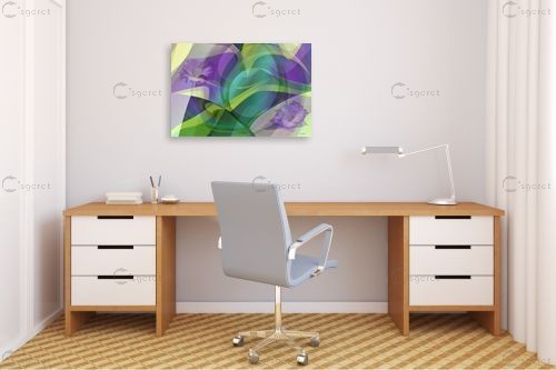 ירוק סגול - רעיה גרינברג - תמונות לסלון מודרני אבסטרקט פרחוני ובוטני  - מק''ט: 306413