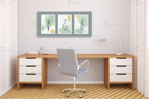 שלישיית קקטוסים בירוק – Artpicked Modern | תמונה לקיר בסגנון מודרני