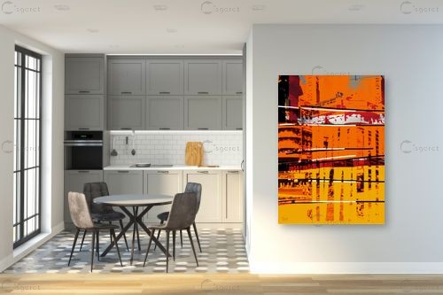 פינת רחוב 3 - רוזה לשצ'ינסקי - תמונות אורבניות לסלון מופשט גיאומטרי קווים סטים בסגנון מודרני  - מק''ט: 203695