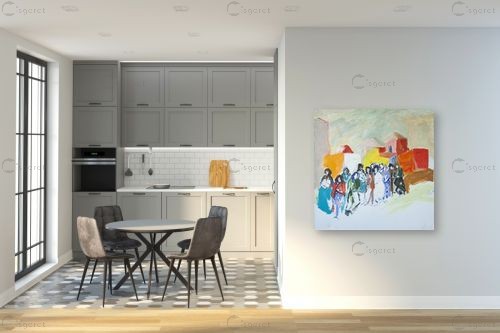 קבוצת תיירים – ברטה מנחם | תמונה לקיר בסגנון מופשט