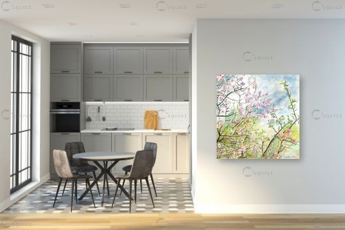 פריחת השקדייה – חיה וייט | תמונה לקיר בסגנון כפרי