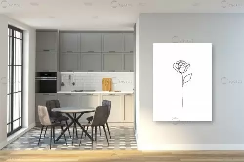 פרח נקי בקו - Artpicked Modern - תמונות לחדר כביסה ציור בקו אחד  - מק''ט: 376388