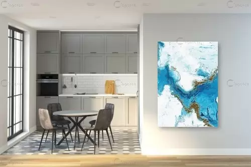 שמיים כחולים וזהב מופשט - Artpicked - תמונות ים ושמים לסלון אבסטרקט מודרני סטים בסגנון מודרני  - מק''ט: 440187