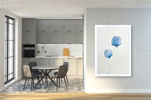 פרחי תכלת - נעמי עיצובים - תמונות לחדר כביסה אבסטרקט בצבעי מים סטים בסגנון מודרני  - מק''ט: 441226