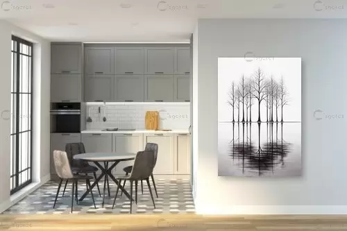 עצים באגם – יניב גרינברג | תמונה לקיר בסגנון מודרני