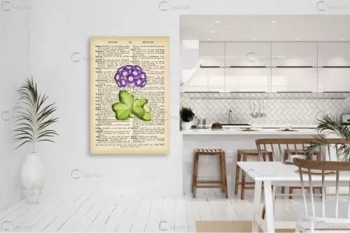 ורד סגול רטרו על טקסט - Artpicked - תמונות לחדר בנות פרחים בסגנון רטרו  - מק''ט: 330187