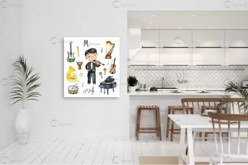 M for Musican - Artpicked Modern - תמונות לחדרי ילדים חדרי ילדים  - מק''ט: 376436
