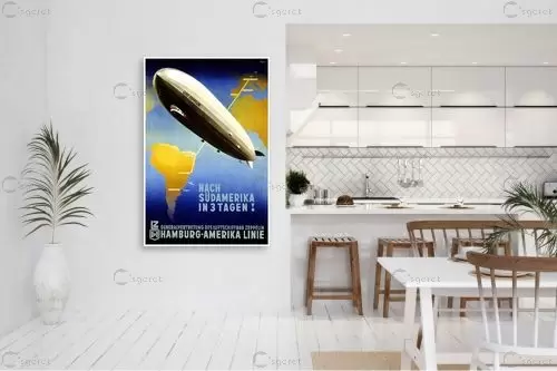 קווי תעופה המבורג אמריקה רטרו - Artpicked Modern - תמונות לפינת אוכל רטרו וינטג' פוסטרים בסגנון וינטג' כרזות וינטג' של מקומות בעולם  - מק''ט: 438950