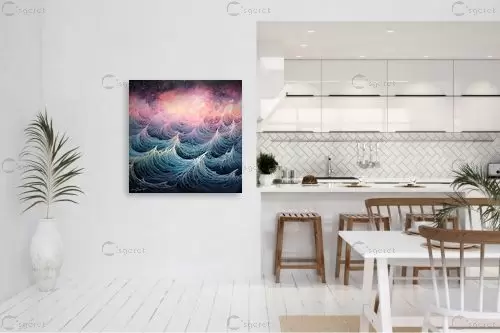גלים בצורת יהלומים - שירי שילה - תמונות ים ושמים לסלון אבסטרקט מופשט מודרני  - מק''ט: 452507