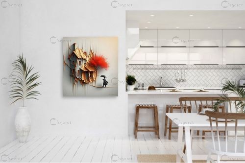 בית העץ האדום – יובל אמיר | תמונה לקיר בסגנון כפרי