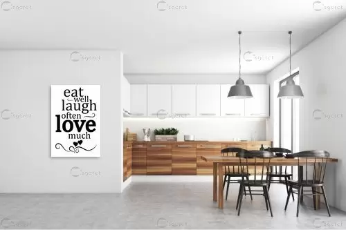 Eat Well - מסגרת עיצובים - תמונות למטבח מודרני טיפוגרפיה דקורטיבית  - מק''ט: 240973