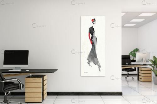 אשה בשחור ואדום - Anne Tavoletti - סלון בסגנון מינימליסטי סטים בסגנון מודרני  - מק''ט: 364085