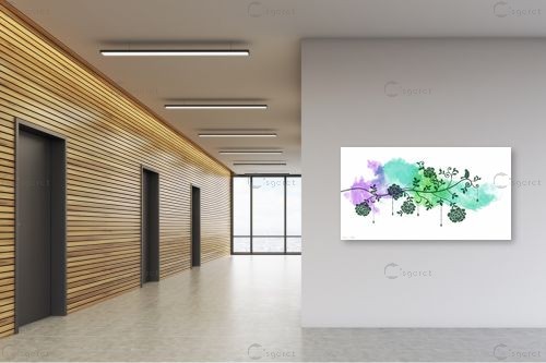 צפור בצבע - נעמי עיצובים - תמונות לחדר רחצה מינימליסטי אבסטרקט פרחוני ובוטני  - מק''ט: 160273