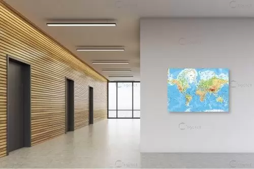 מפת עולם יבשות פיזית - מפות העולם -  - מק''ט: 198956