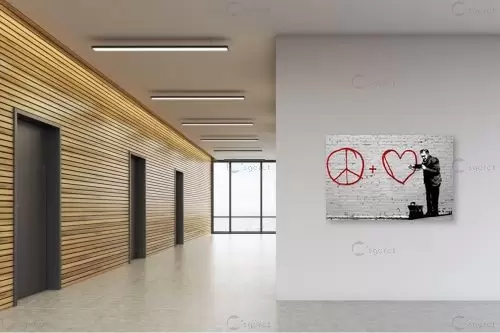 Doctor peace love - בנקסי - תמונות אורבניות לסלון אומנות רחוב גרפיטי ציורי קיר  - מק''ט: 240060