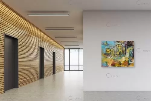 אורבני ביפו - חגי עמנואל - תמונות לסלון מודרני ציורי שמן  - מק''ט: 247002