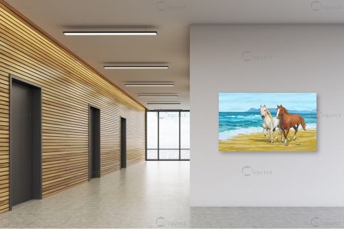 דהרה על החוף – נריה ספיר | תמונה לקיר בסגנון כפרי