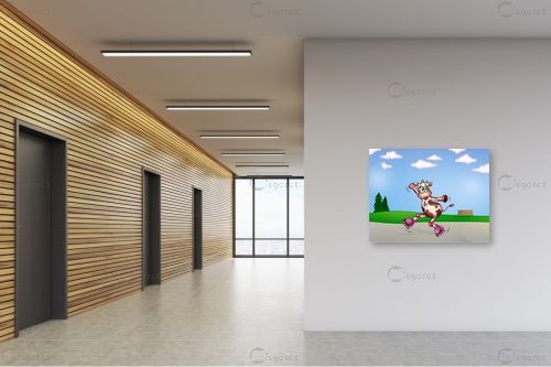 בלה הפרה מחליקה על רולר - חנן אביסף - תמונות לחדרי ילדים קומיקס  - מק''ט: 287912