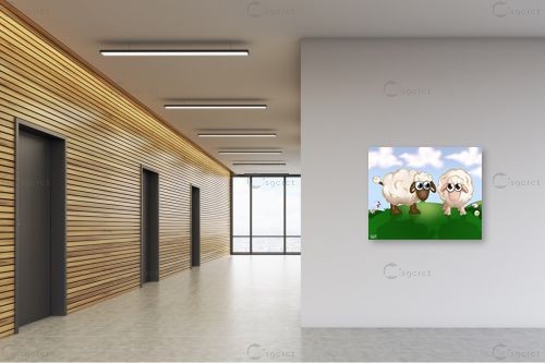 כבשים על גבעה - חנן אביסף - תמונות לחדרי תינוקות קומיקס  - מק''ט: 287913