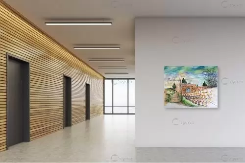 מדרגות עין כרם  – חיה וייט | תמונה לקיר בסגנון כפרי