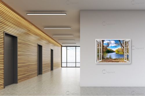 נהר ועצים מבעד חלון – Artpicked Windows | תמונה לקיר בסגנון כפרי