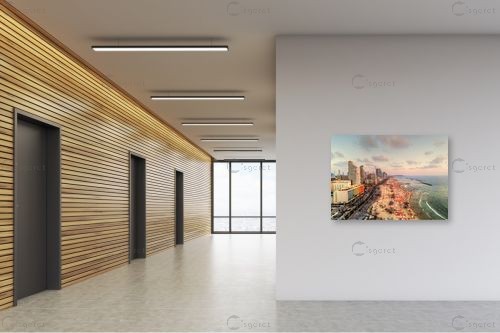 חוף תל אביב בשקיעה – מתן הירש | תמונה לקיר בסגנון מודרני