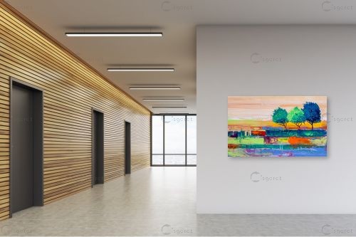 שלישיית עצים - Artpicked - תמונות צבעוניות לסלון ציורי שמן תמונות בחלקים  - מק''ט: 334703