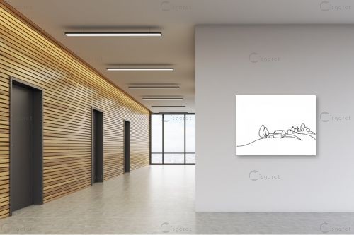 נוף כפרי ציור בקו – Artpicked Modern | תמונה לקיר בסגנון מודרני