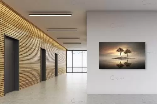 עצים בשקיעה - יניב גרינברג - תמונות רומנטיות לחדר שינה תמונות נוף וטבע עם בינה מלאכותית  - מק''ט: 458820