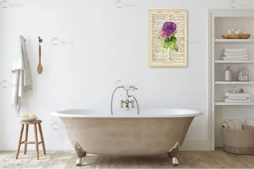 פרח סגול ורוד רטרו על טקס - Artpicked - תמונות לחדר בנות פרחים בסגנון רטרו  - מק''ט: 330212