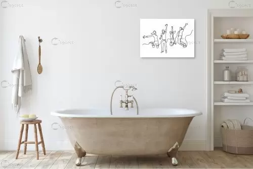 משפחה זאת שמחה ציור בקו אחד – Artpicked Modern | תמונה לקיר בסגנון מינ