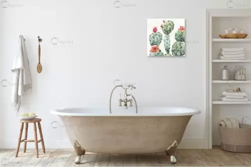 קקטוסים בצבעי מים - Dina June - תמונות לסלון רגוע ונעים תבניות של פרחים וצמחים  - מק''ט: 387131