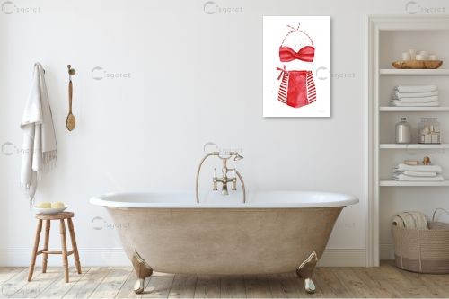 בגד ים וינט'ג אדום - Mercedes Lopez Charro - תמונות רומנטיות לחדר שינה וינטג' רטרו  - מק''ט: 391143