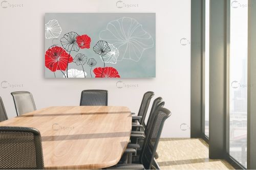 פרחי מים אפור - נעמי עיצובים - תמונות רומנטיות לחדר שינה אבסטרקט מודרני תמונות בחלקים  - מק''ט: 160918
