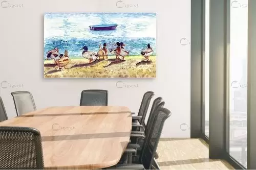 9 ברווזים – חיה וייט | תמונה לקיר בסגנון כפרי