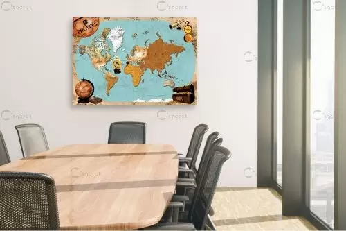 מפת עולם פירטים לילדים - מפות העולם - מפות עתיקות  - מק''ט: 240814
