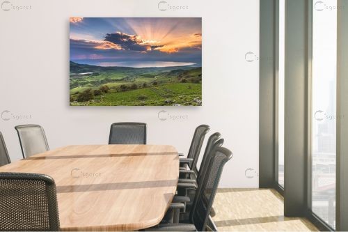 הכנרת מאירה... – מיכאל שמידט | תמונה לקיר בסגנון כפרי