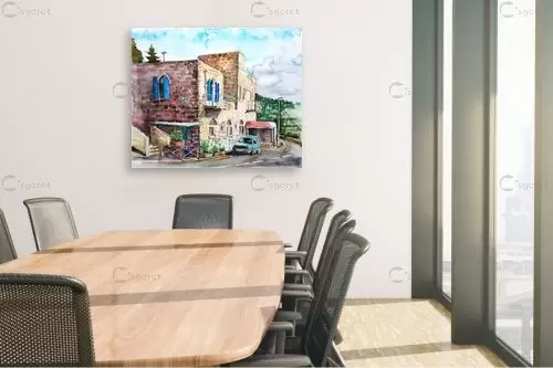 המכולת בעין כרם – חיה וייט | תמונה לקיר בסגנון כפרי
