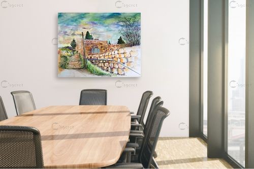 מדרגות עין כרם  – חיה וייט | תמונה לקיר בסגנון כפרי