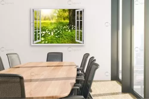 שדה חלומות מבעד חלון – Artpicked Windows | תמונה לקיר בסגנון כפרי