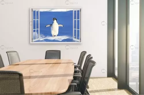 פינגווין בחלון - Artpicked Windows -  - מק''ט: 337442